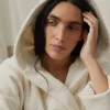 Hooded bathrobe terry