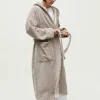 Hooded bathrobe terry