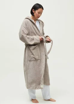 Hooded bathrobe terry