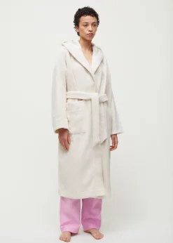 Hooded bathrobe terry