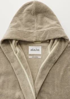 Hooded bathrobe terry
