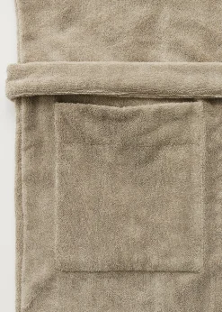 Hooded bathrobe terry
